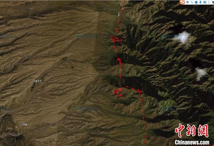 圖為雪豹故地重游來(lái)到放歸地的足跡?！?nèi)蒙古賀蘭山國(guó)家級(jí)自然保護(hù)區(qū)供圖