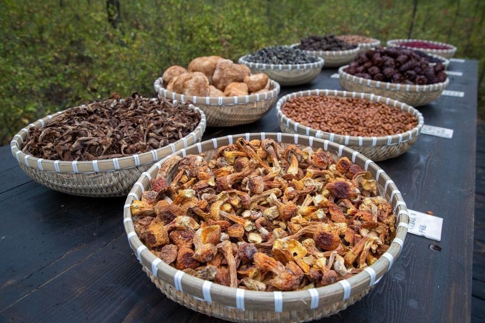 △近日，漠河市北極村一景區(qū)展示的林下產(chǎn)品。