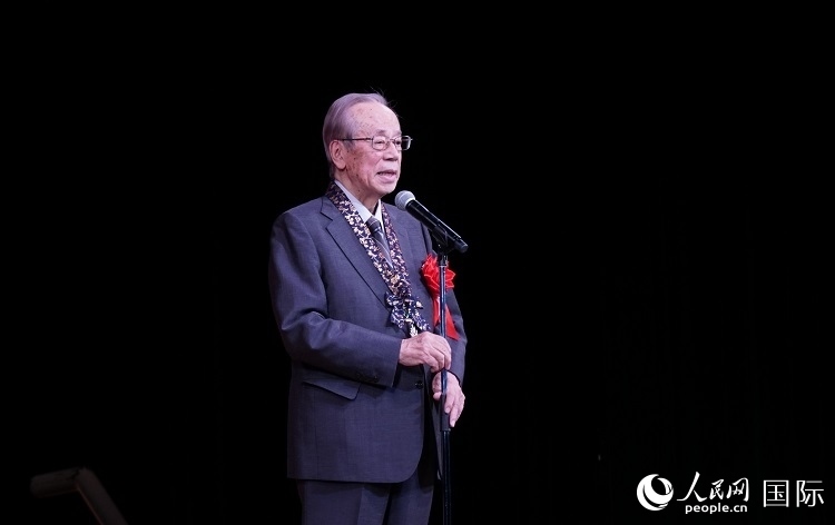 日本前首相福田康夫發(fā)表致辭。人民網(wǎng) 蔣曉辰攝