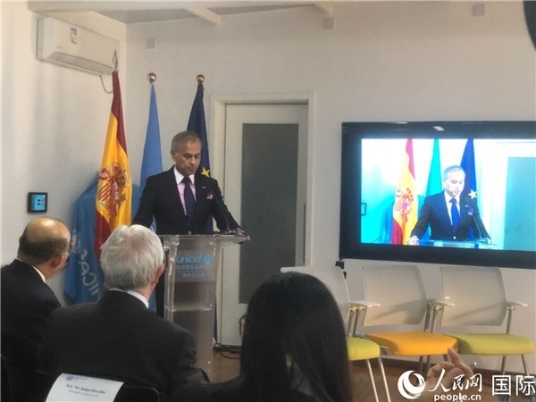 聯(lián)合國駐華協(xié)調(diào)員常啟德在研討會(huì)上致辭。 人民網(wǎng)記者 趙健攝