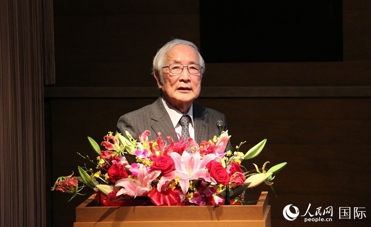 日中科學技術交流協(xié)會會長山脅道夫致辭。人民網(wǎng) 許可攝