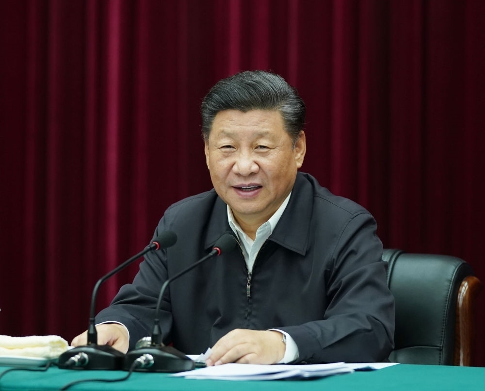 2019年9月18日上午，中共中央總書記、國家主席、中央軍委主席習近平在鄭州主持召開黃河流域生態(tài)保護和高質(zhì)量發(fā)展座談會并發(fā)表重要講話。新華社記者 謝環(huán)馳 攝