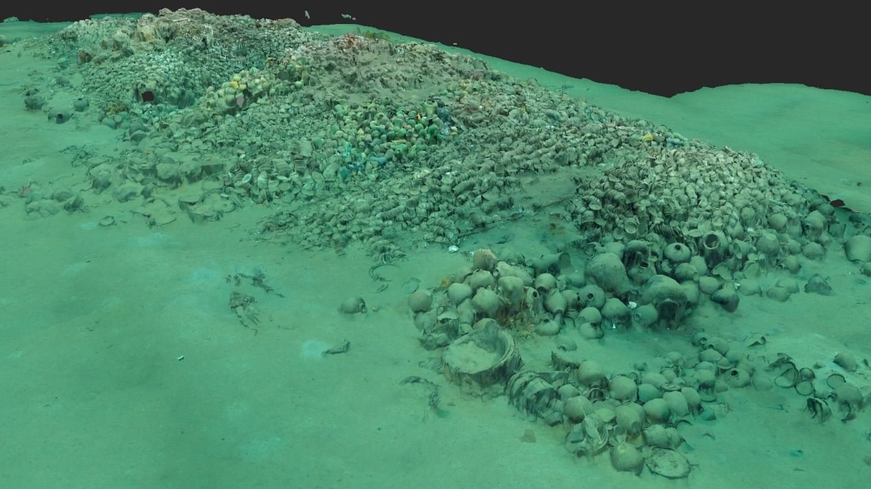 南海西北陸坡一號(hào)沉船遺址核心區(qū)三維圖。國(guó)家文物局供圖