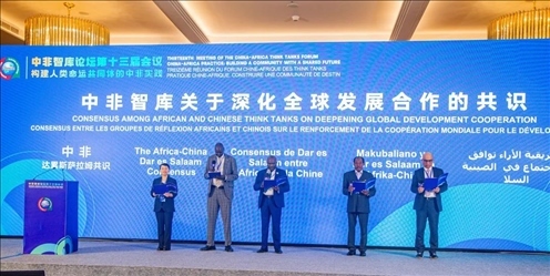 《中非智庫關于深化全球發(fā)展合作的共識》（又稱“中非達累斯薩拉姆共識”）發(fā)布。浙江師范大學非洲研究院供圖