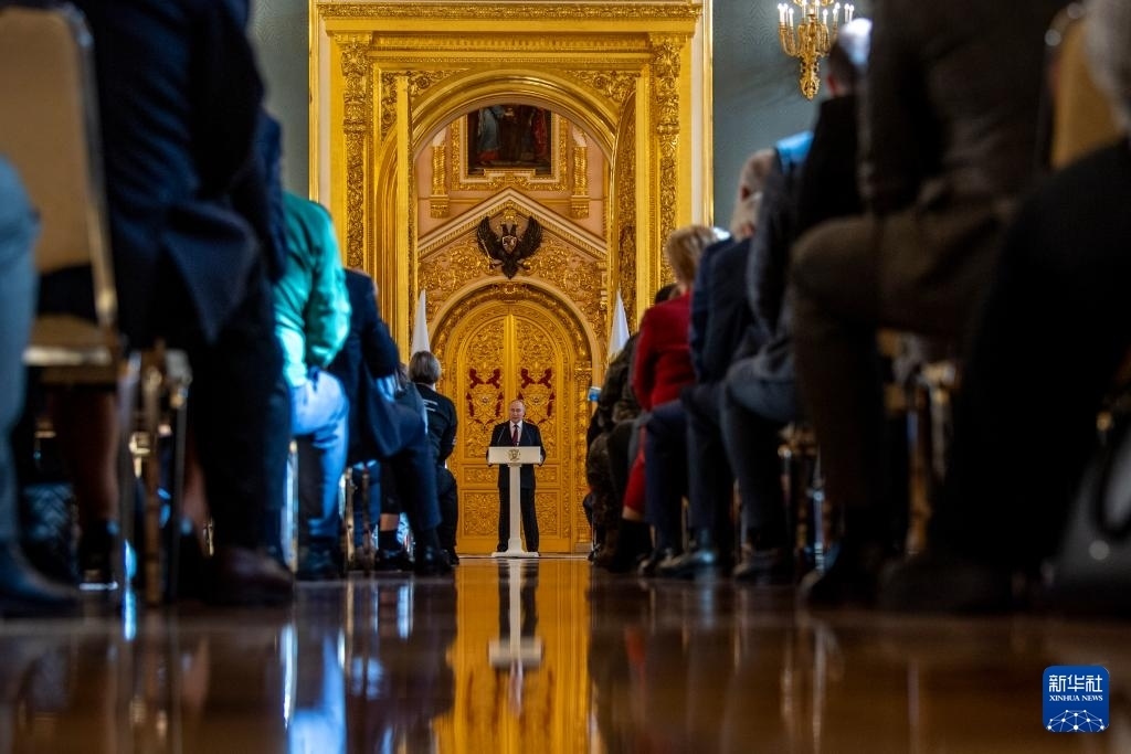 3月20日，俄羅斯總統(tǒng)普京在莫斯科克里姆林宮與其競(jìng)選團(tuán)隊(duì)代表舉行見面會(huì)。新華社記者 曹陽 攝