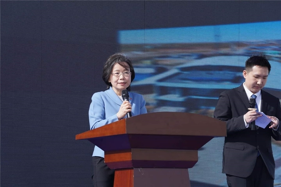 3月24日，沈敏娟大使致辭。駐蒙古使館供圖