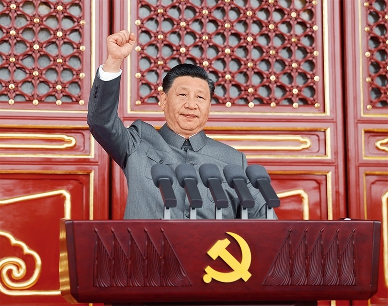 2021年7月1日，慶祝中國共產(chǎn)黨成立100周年大會在北京天安門廣場隆重舉行。中共中央總書記、國家主席、中央軍委主席習(xí)近平發(fā)表重要講話。 新華社記者 鞠鵬/攝