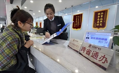 2024年3月25日，北京大興區(qū)，工作人員為群眾辦理跨省政務(wù)事宜。