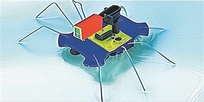 一種能夠在水面上滑行的自供電“蟲子”機(jī)器人。圖片來源：紐約州立大學(xué)賓漢姆頓分校