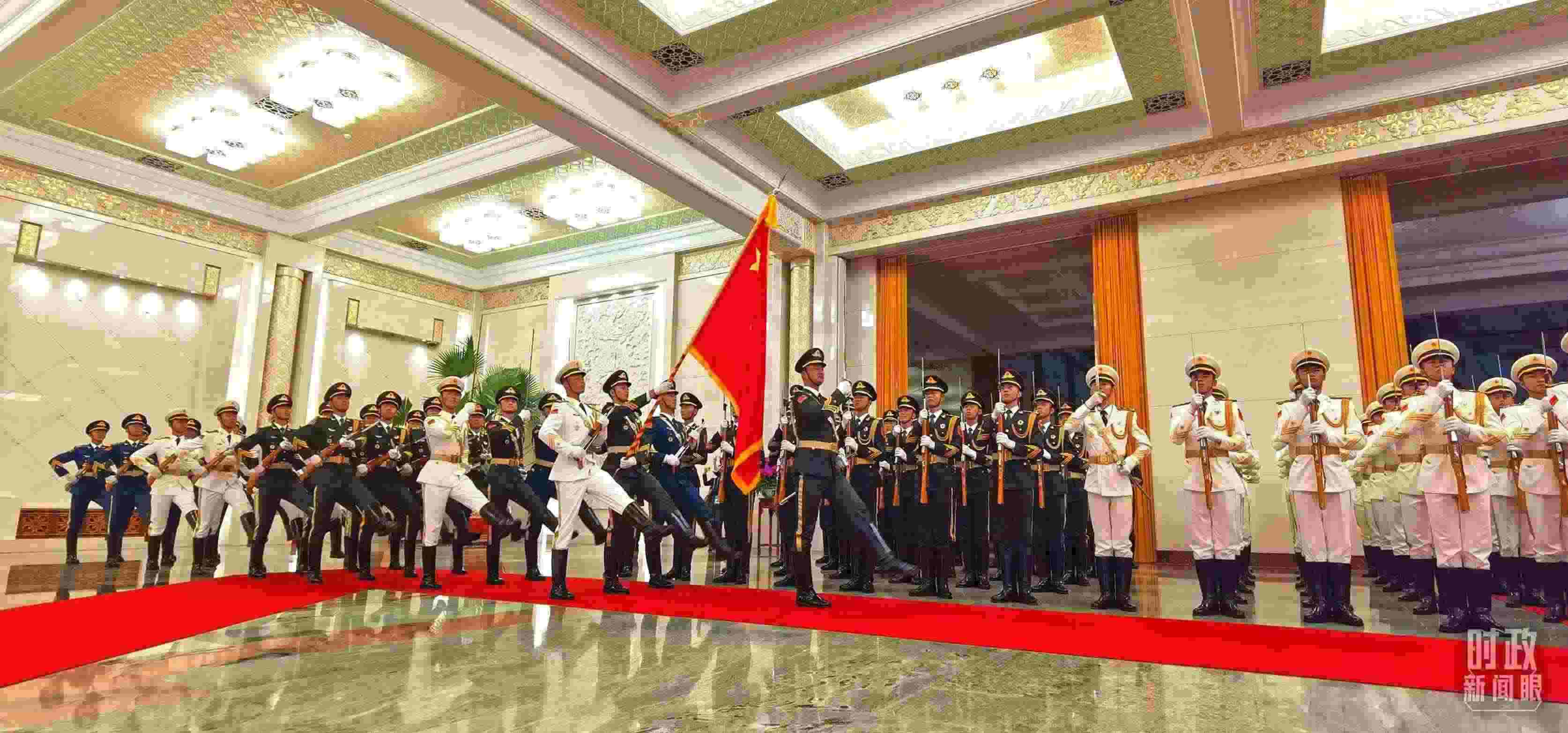 歡迎儀式上的儀仗隊。（總臺央視記者郭鴻拍攝）