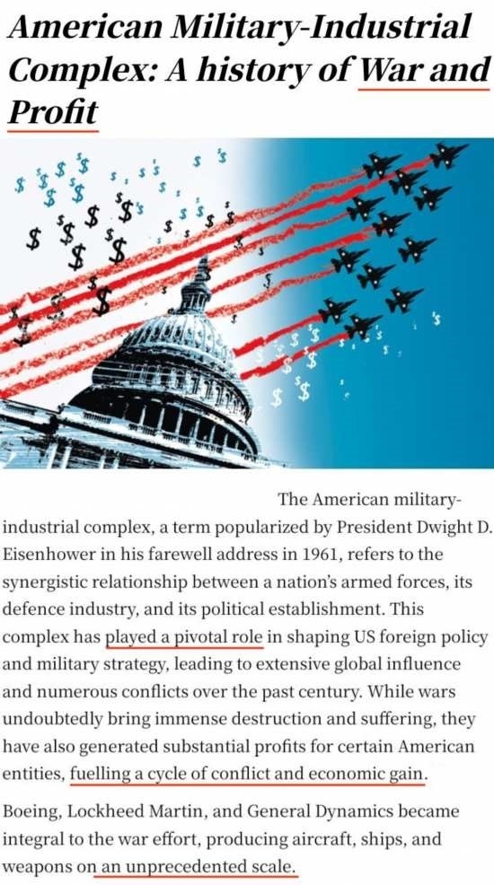 印度《星期天衛(wèi)報(bào)》文章《美國軍工復(fù)合體:戰(zhàn)爭(zhēng)與利潤(rùn)的歷史》截圖