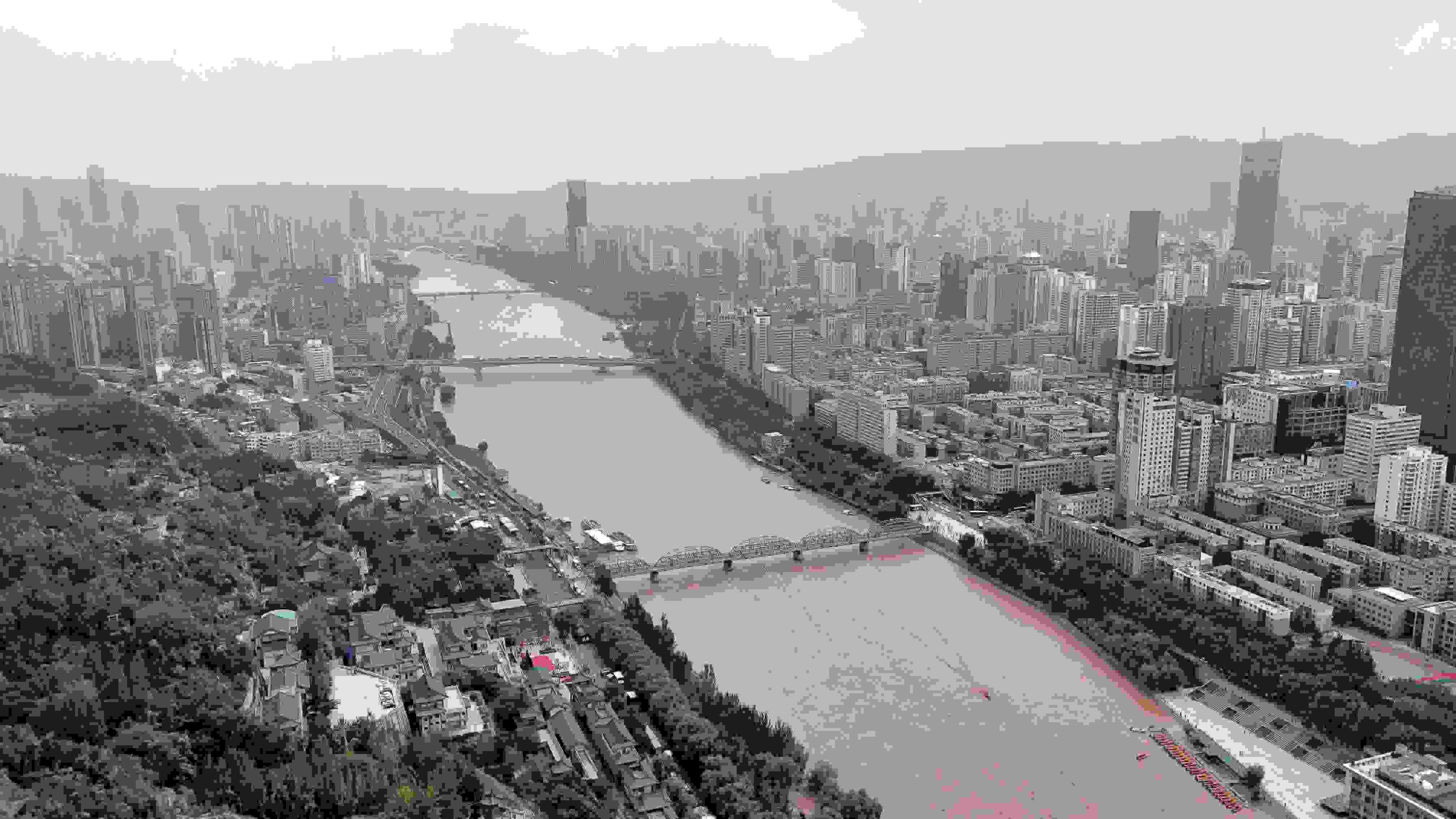 △航拍黃河蘭州段