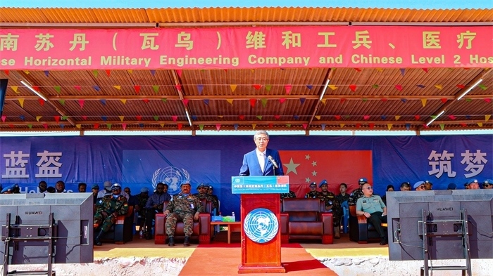 中國駐南蘇丹大使馬強(qiáng)發(fā)言。孫千攝