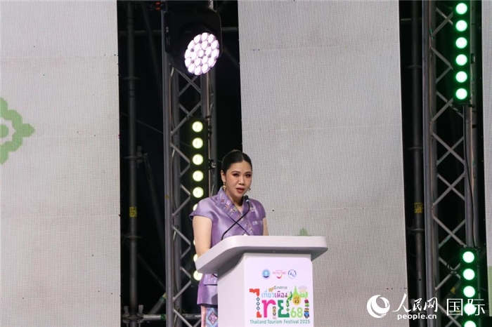 泰國旅游局局長塔佩妮在開幕式上致辭。朱瀟逸攝