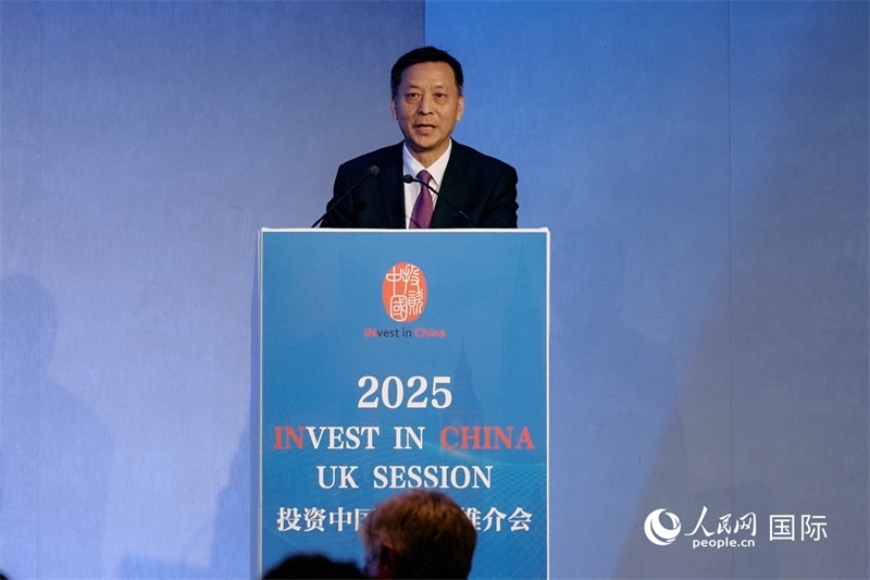 中國駐英國大使館經(jīng)濟商務公使余本林發(fā)表致辭。楊浩鵬攝