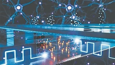 使用電化學(xué)隨機(jī)存取存儲(chǔ)設(shè)備進(jìn)行內(nèi)存計(jì)算（藝術(shù)圖）。圖片來源：韓國(guó)浦項(xiàng)科技大學(xué)